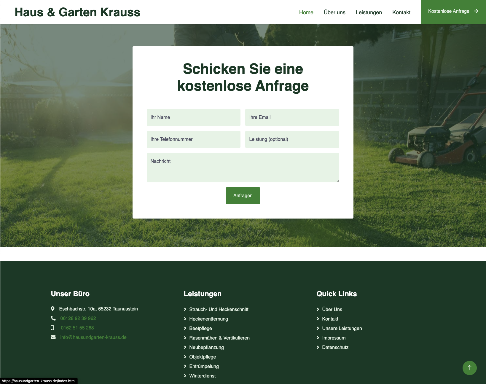 Haus und Garten Krauss Website